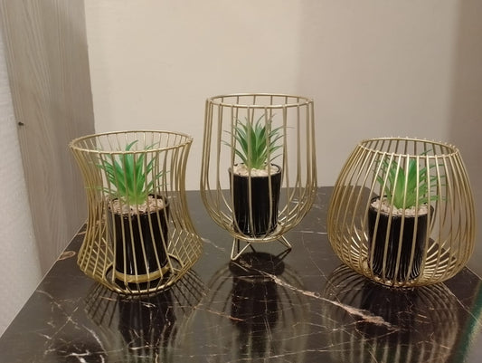 Metal Cage With Ceramic Vase